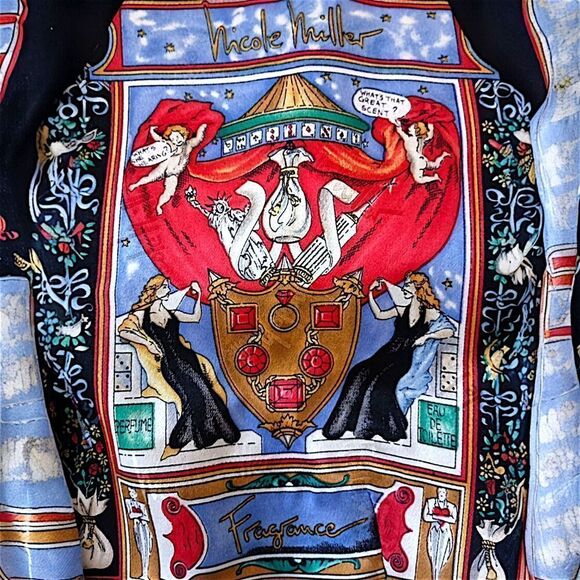 Nicole Miller Silk Vest L Vtg 90s Fragrance Allover Graphic Art Print Graffiti. - Picture 8 of 16